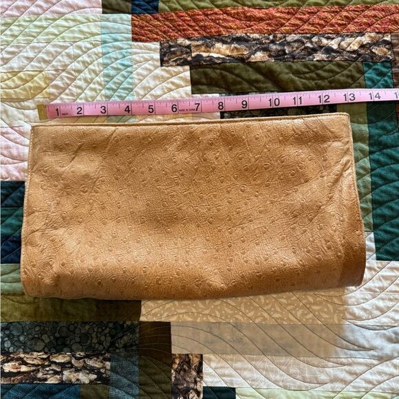 Vintage Ruth Saltz 60s leather clutch Faux Ostrich - Picture 1 of 8